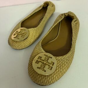 Tory Burch Gold Ballet Flats